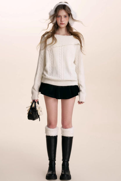 French Velvet A-Line Skirt