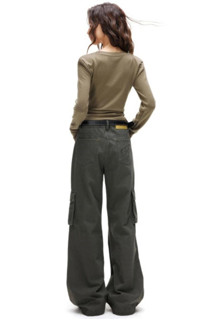 Retro Embroidered Rivet Pants