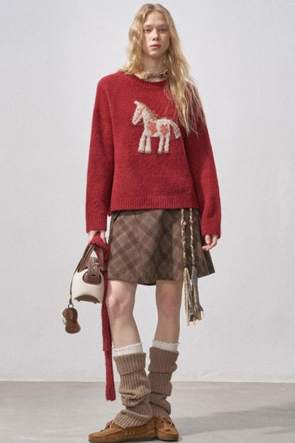 Floral Pony Festive Sweater