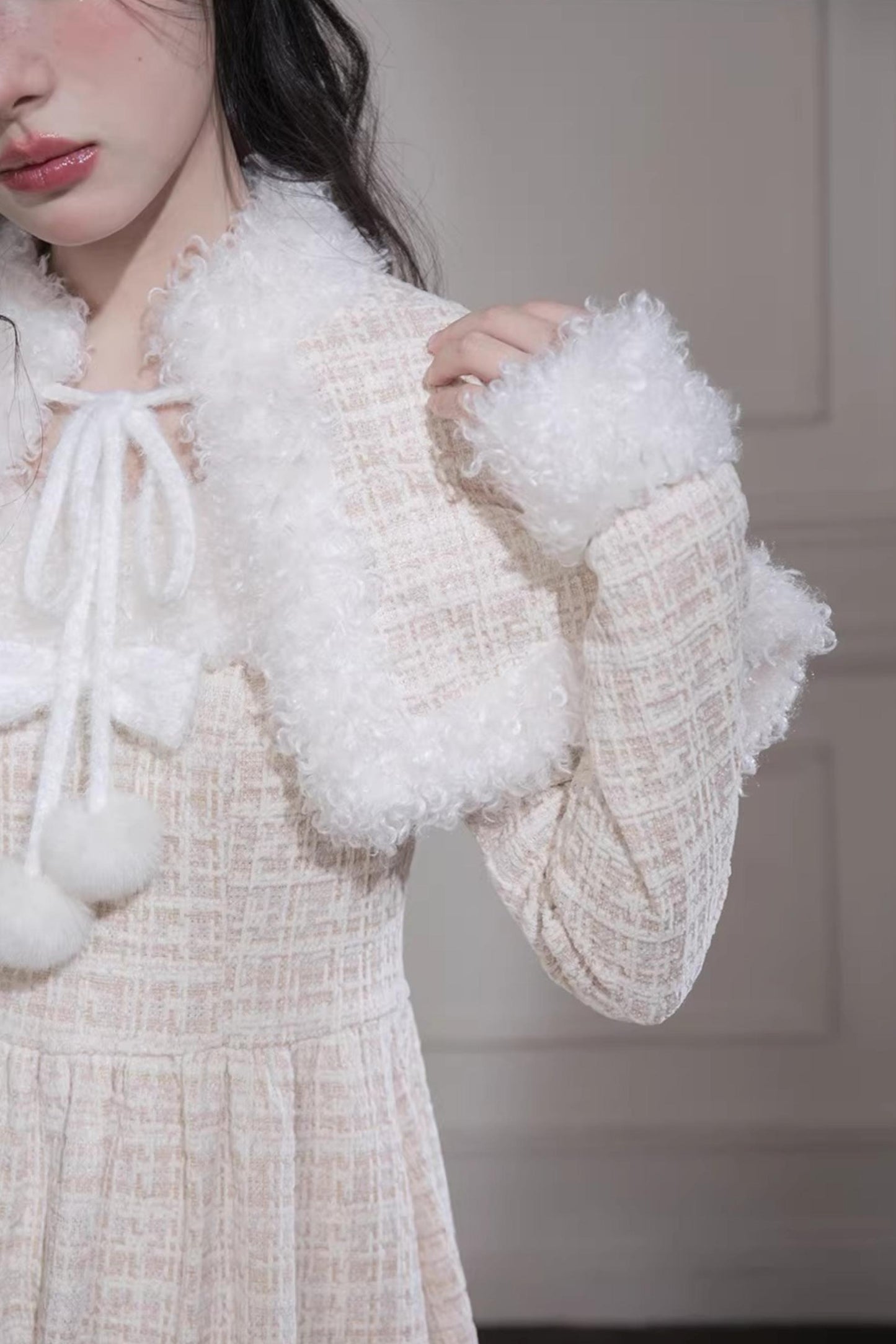 Vanilla Velvet Tweed Dress Set