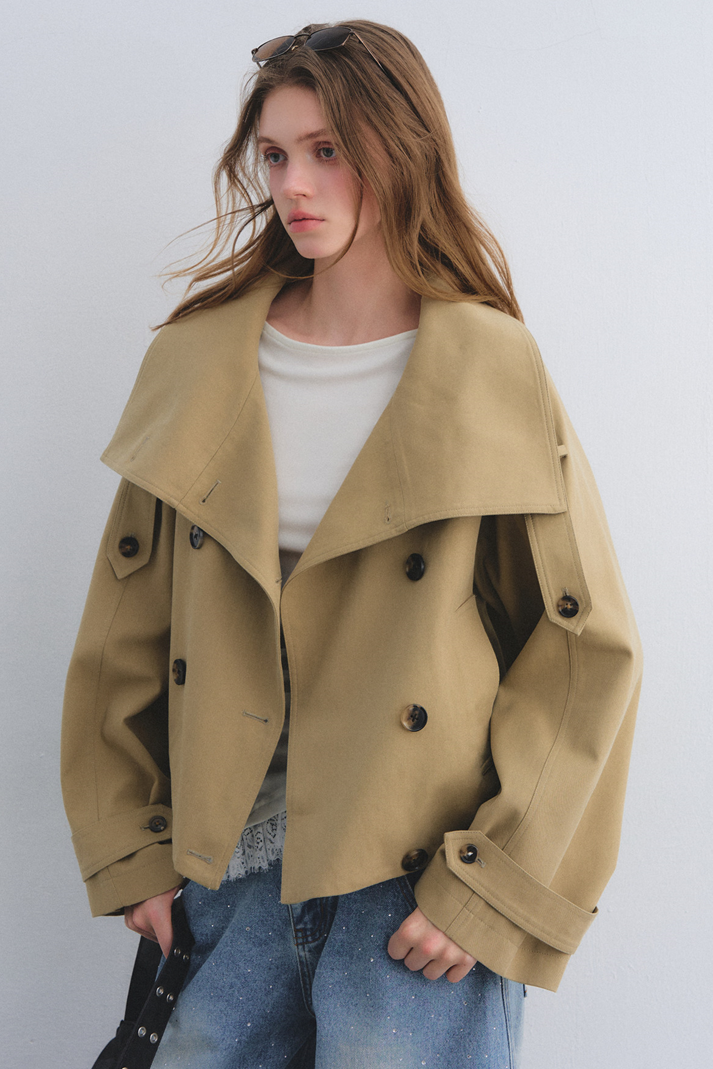 Flower Bud Cocoon Jacket Jeans Set-Up