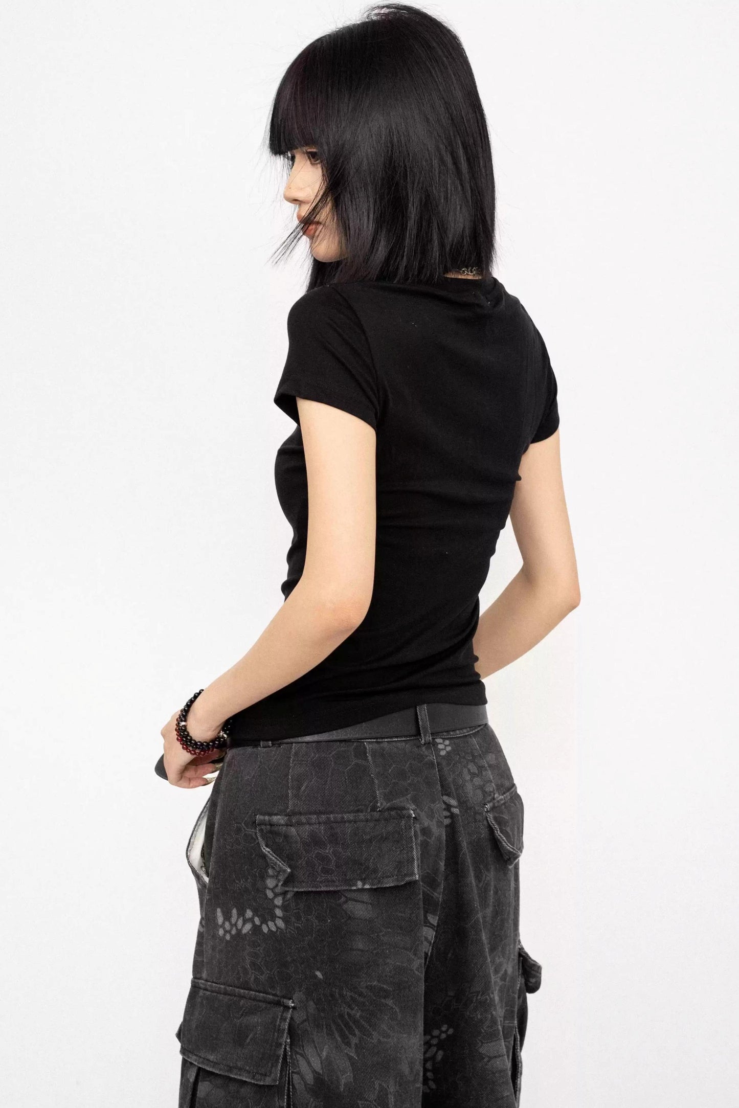 Simple Black Button-Down Top