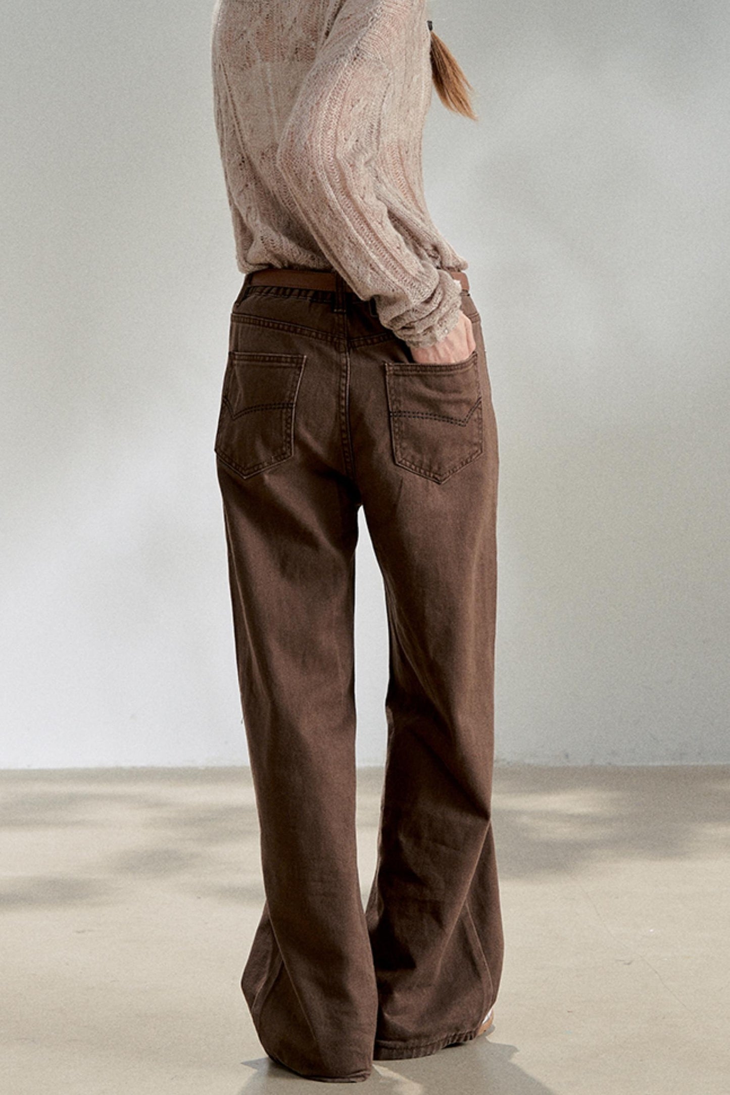 Vintage Dark Brown Straight Jeans