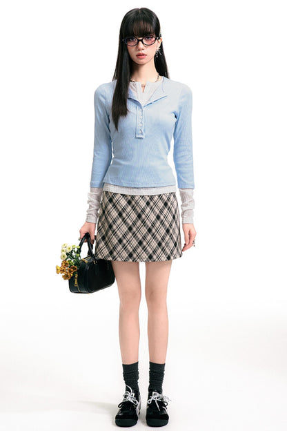 Vintage Diamond Check A-Line Skirt