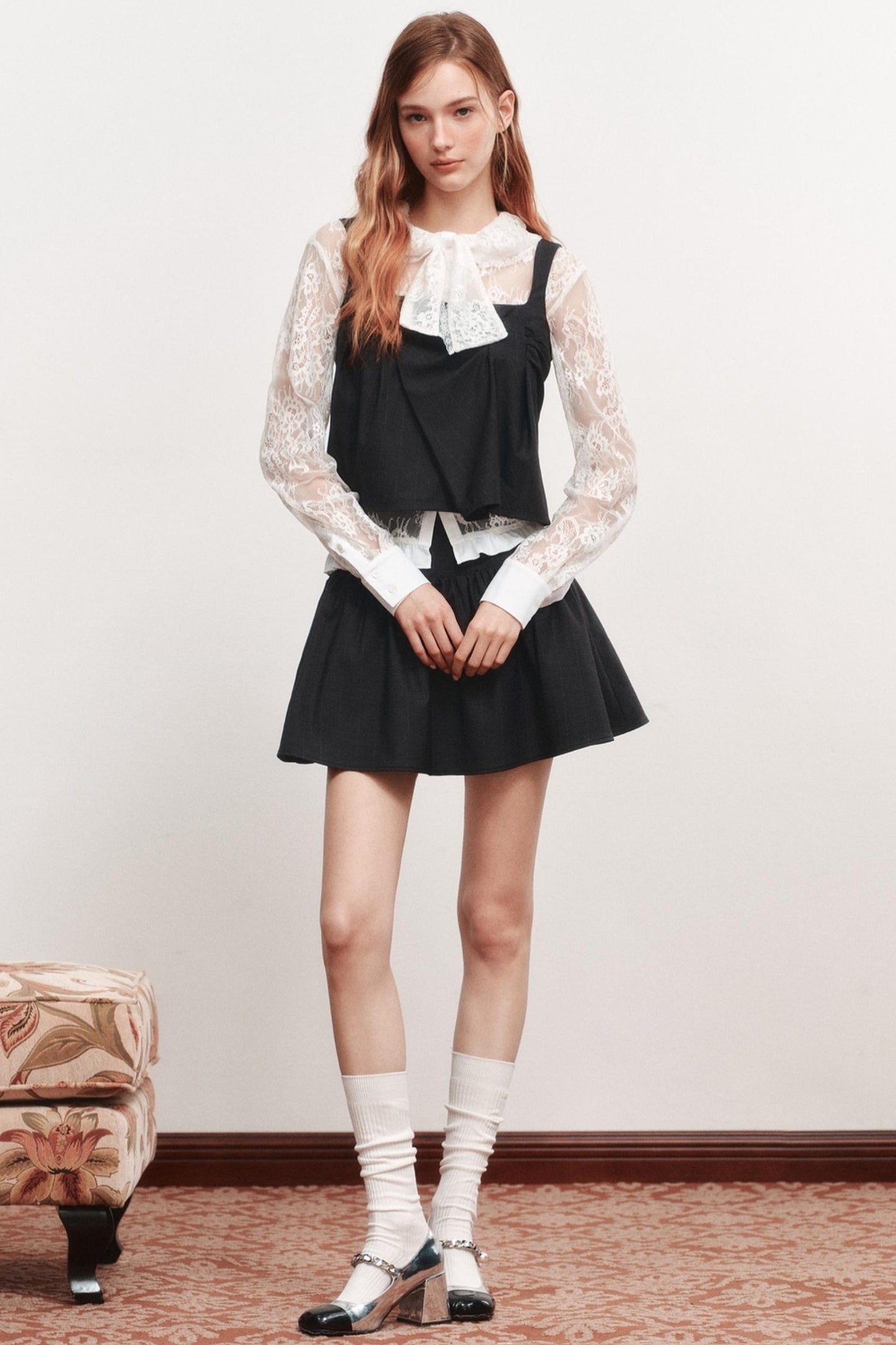 Pleated Sleeveless Black Top