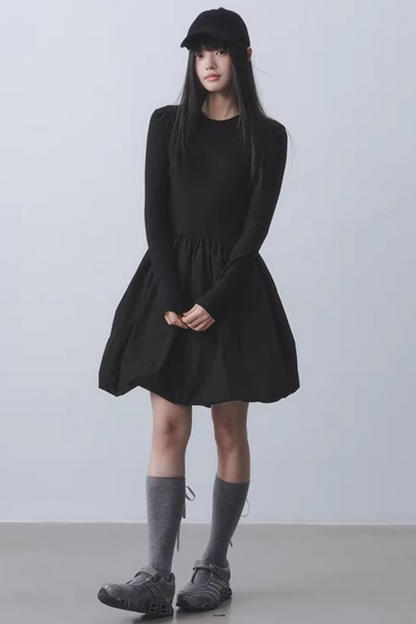 Black Knit Floral Dress