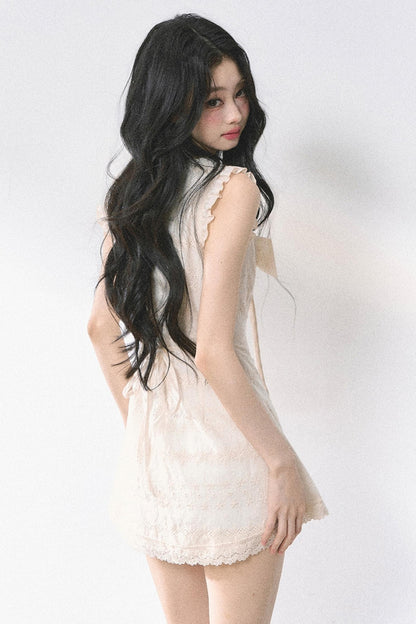 Summer Lace V-Neck Mini Dress