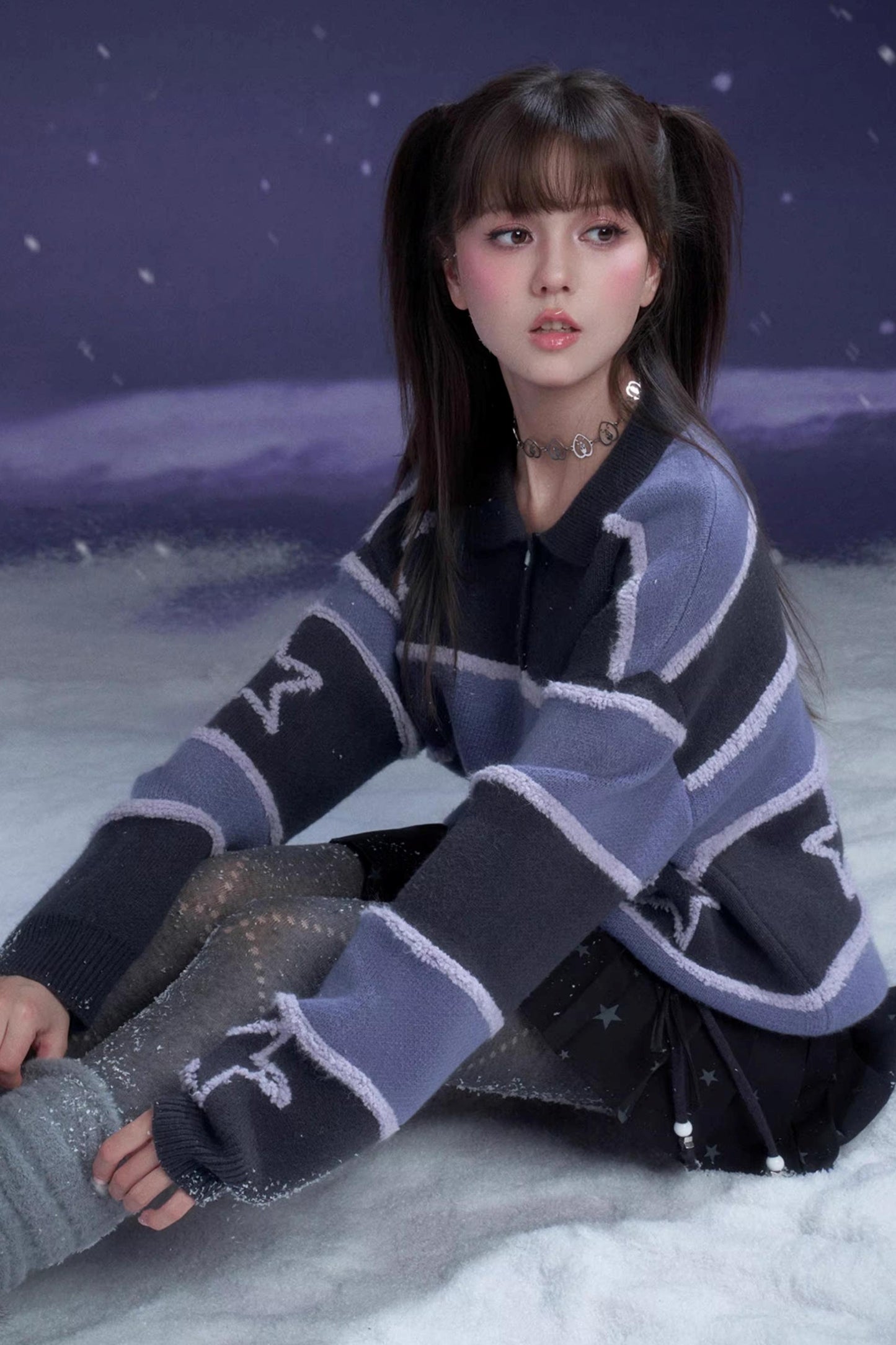 Purple Striped Star Sweater