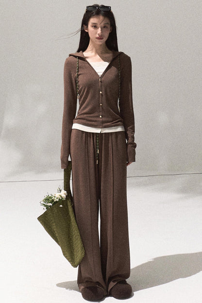 Tears Knit Top & Wide-Leg Pants Set-Up