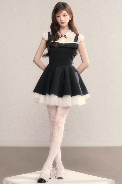 French Slimming Lace Hepburn Dress Set