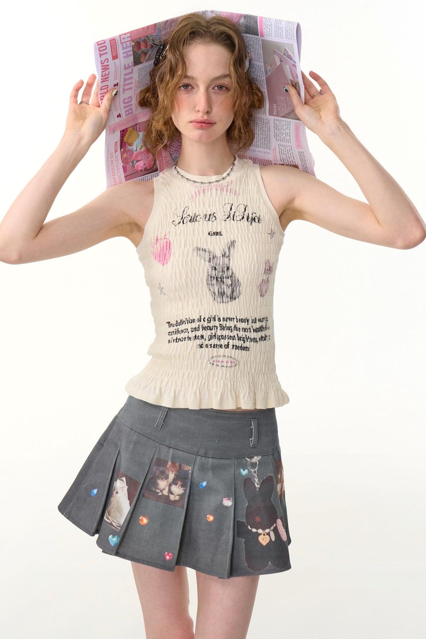 Rabbit Print Wrap Top