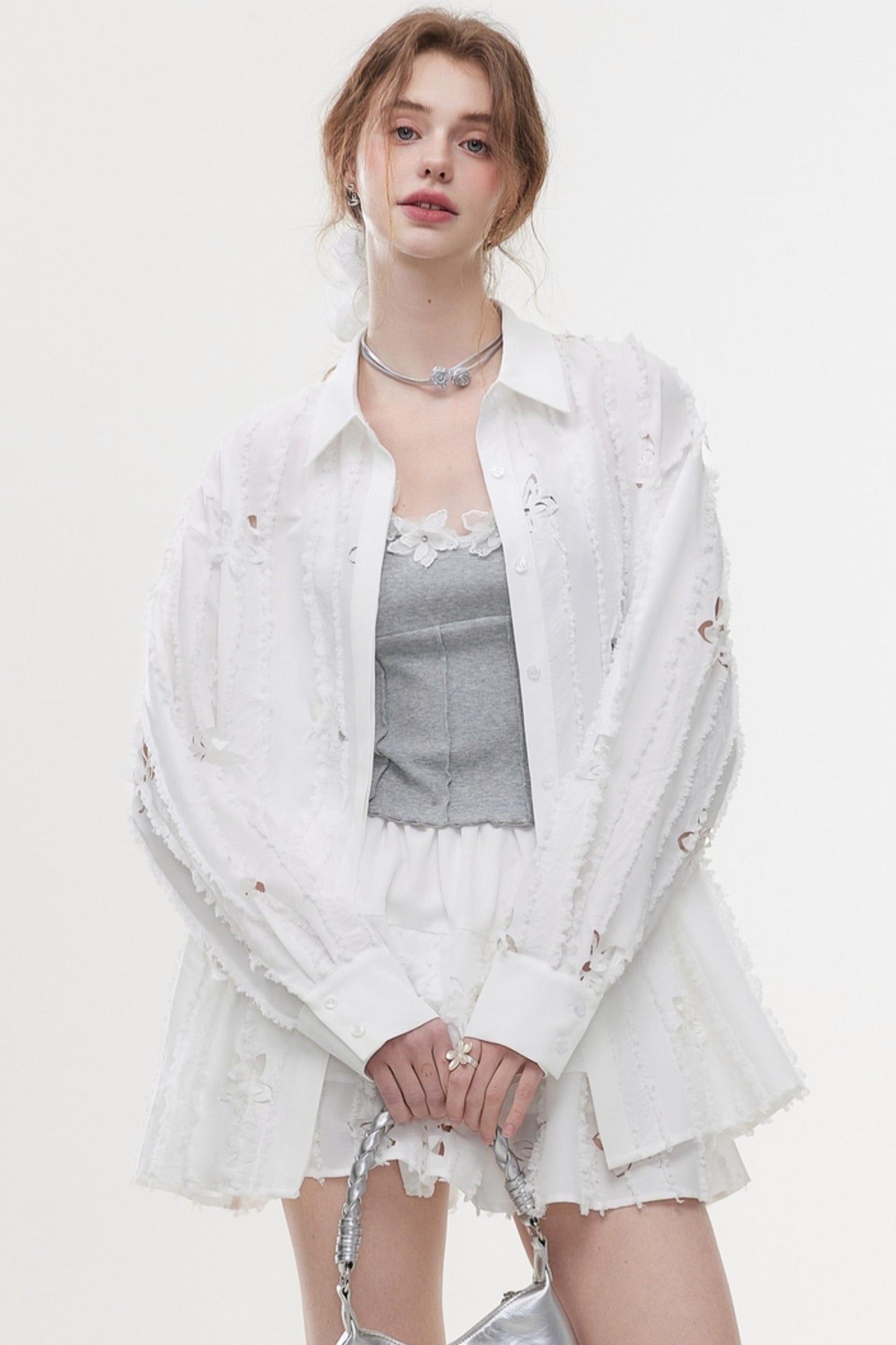 French Style Hollow Floral Two-Piece Set-Up