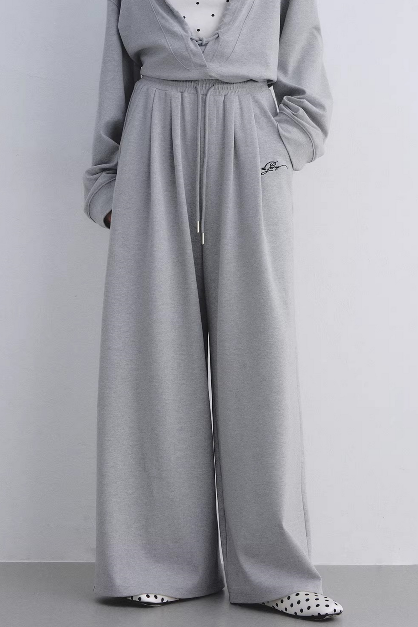 Polka Dot Hooded Vest Sweatshirt Set-Up