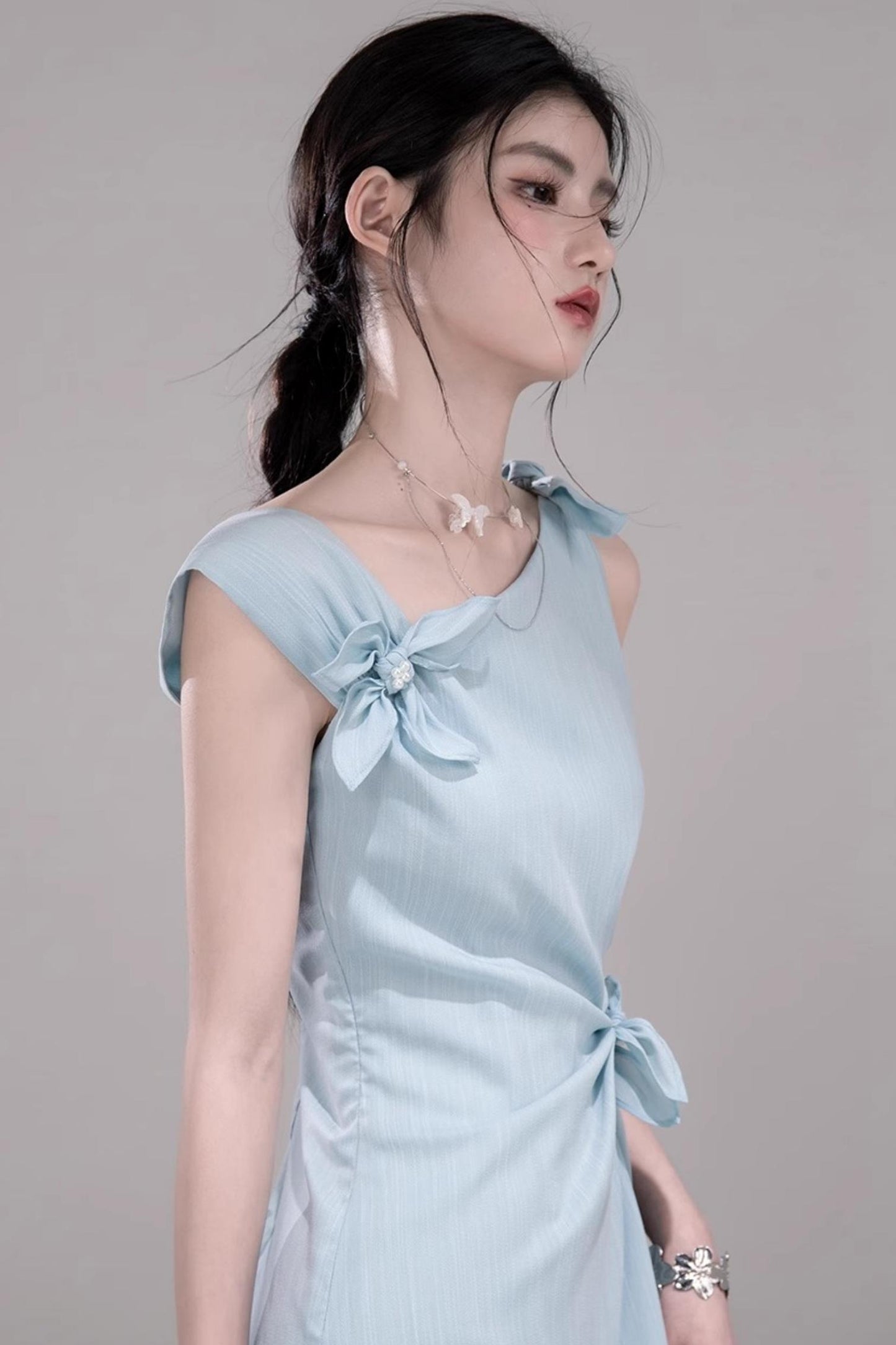 Twisted Cyan Blue Dress