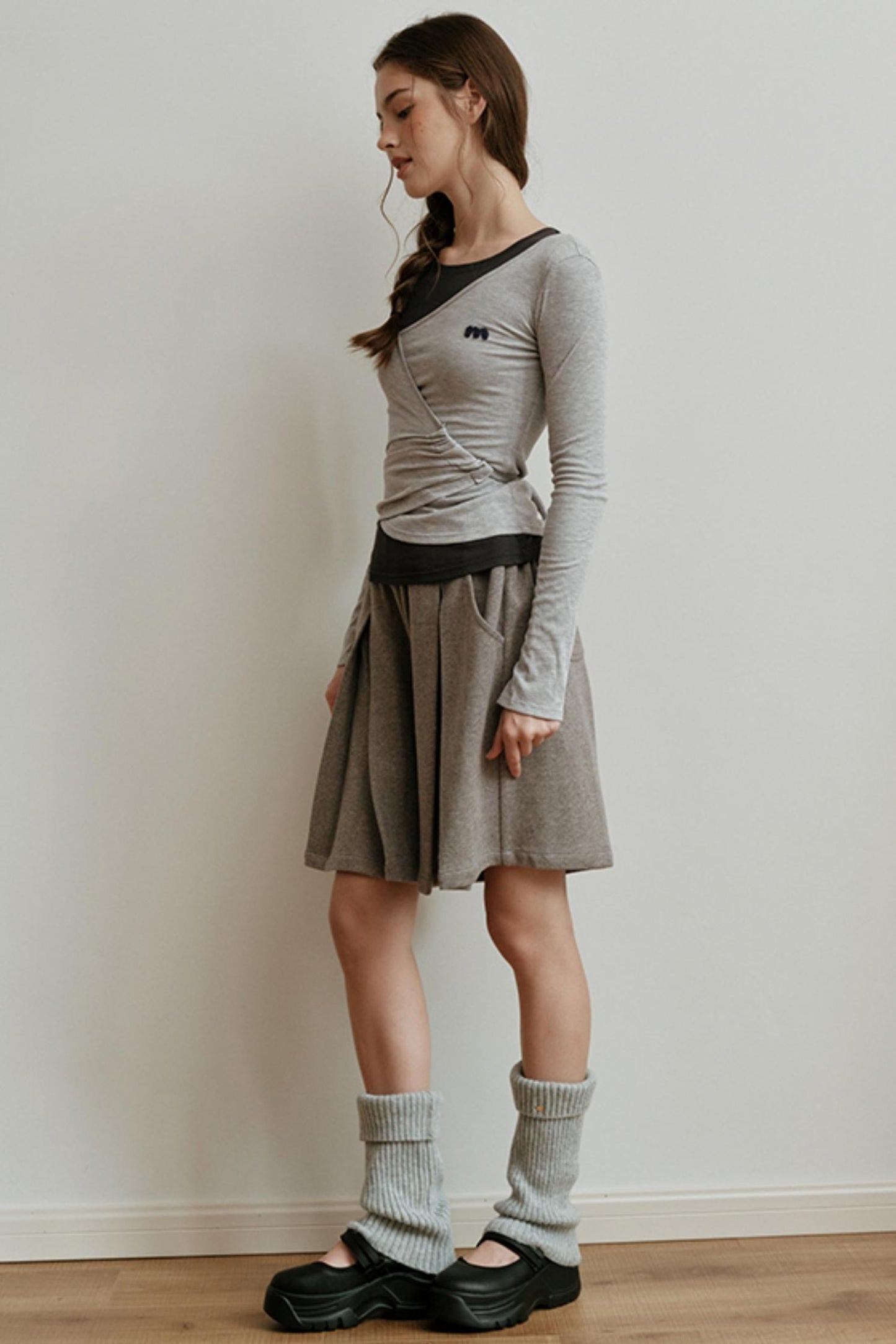 Yarn-Dyed Wool Bermuda Skirt