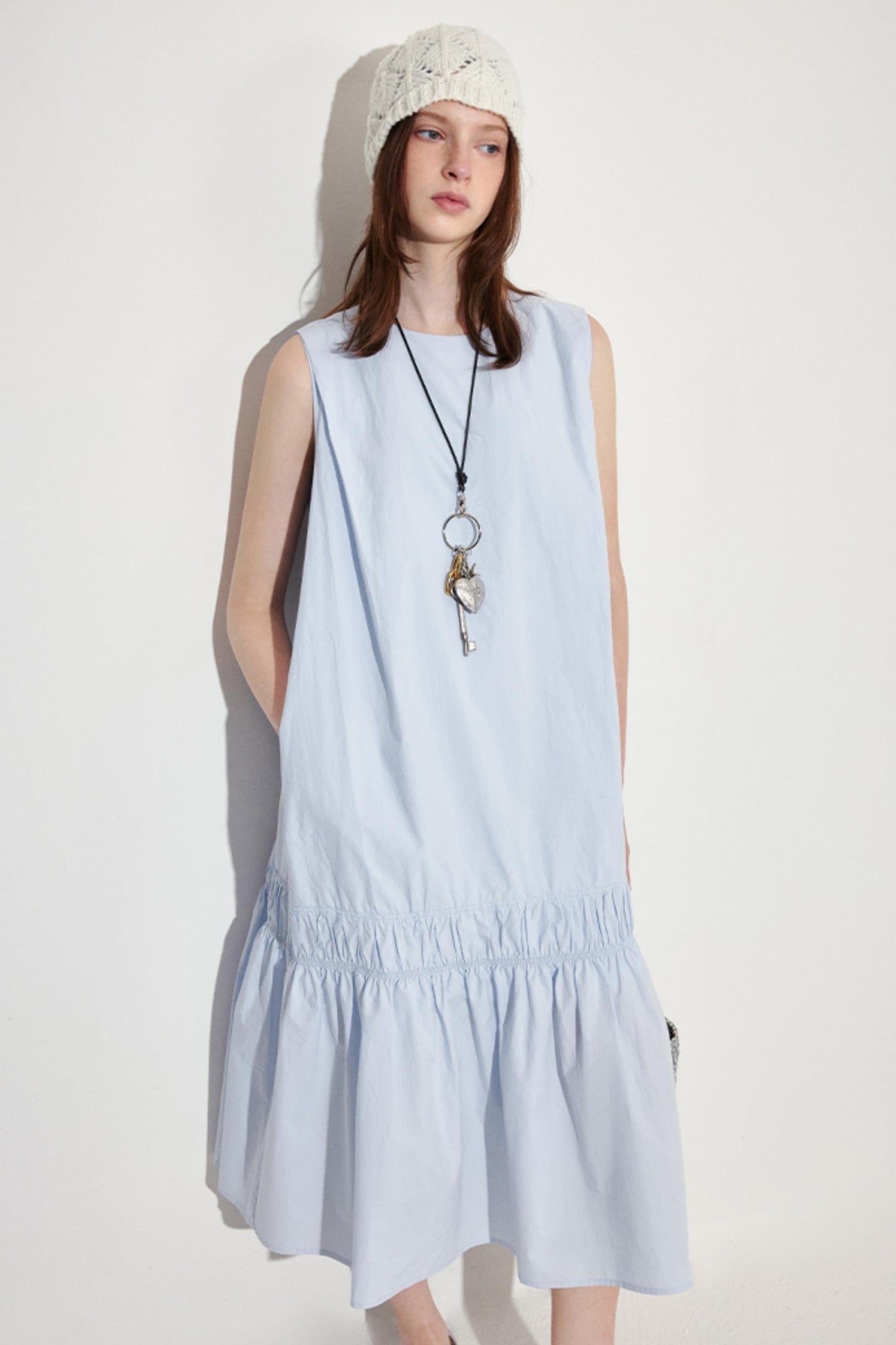 Summer Blue Drawstring Dress