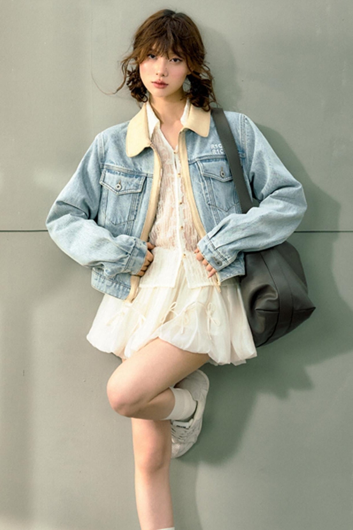 Light Blue Suede Denim Jacket