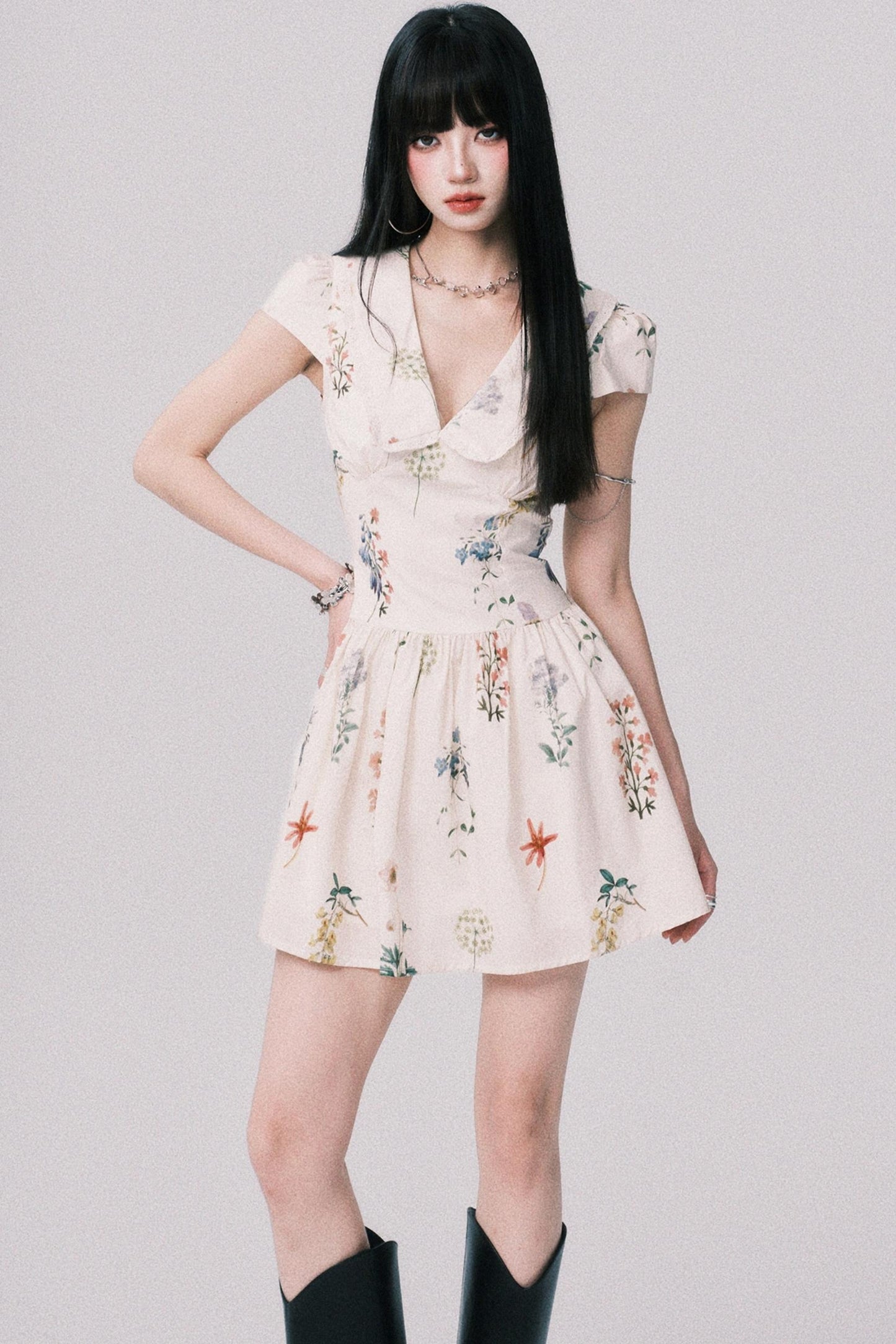 Floral Doll Neck Dress