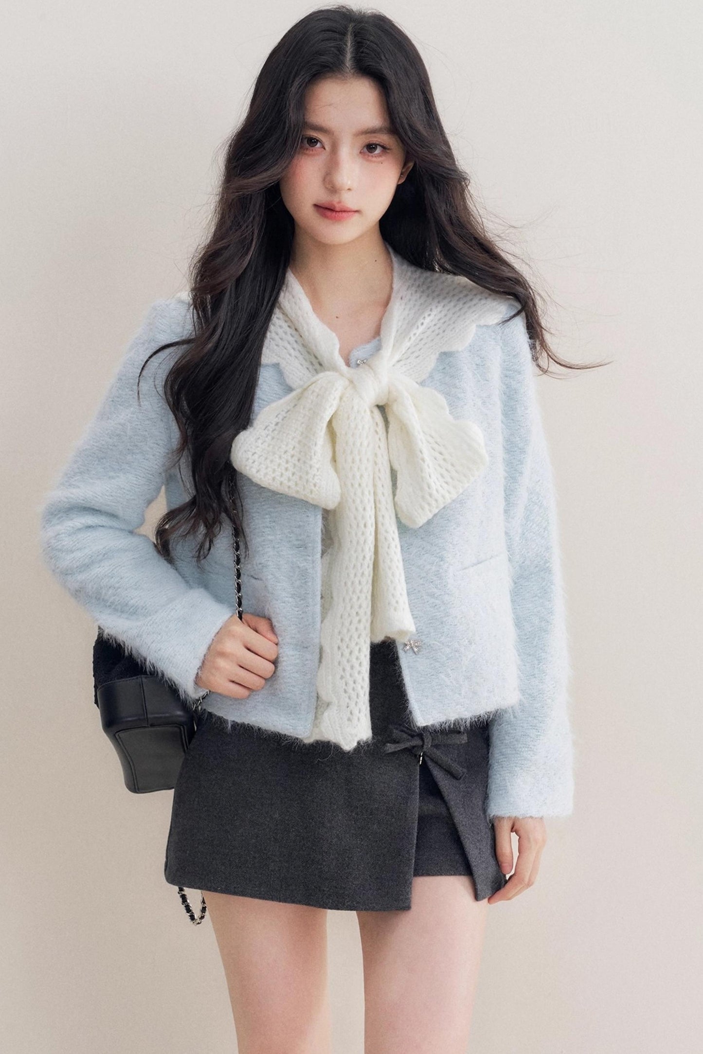 Winter Wool Blend Crew Neck Jacket