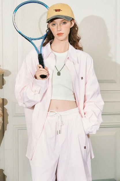 Sun Shield Striped Shirt & Shorts Set-Up