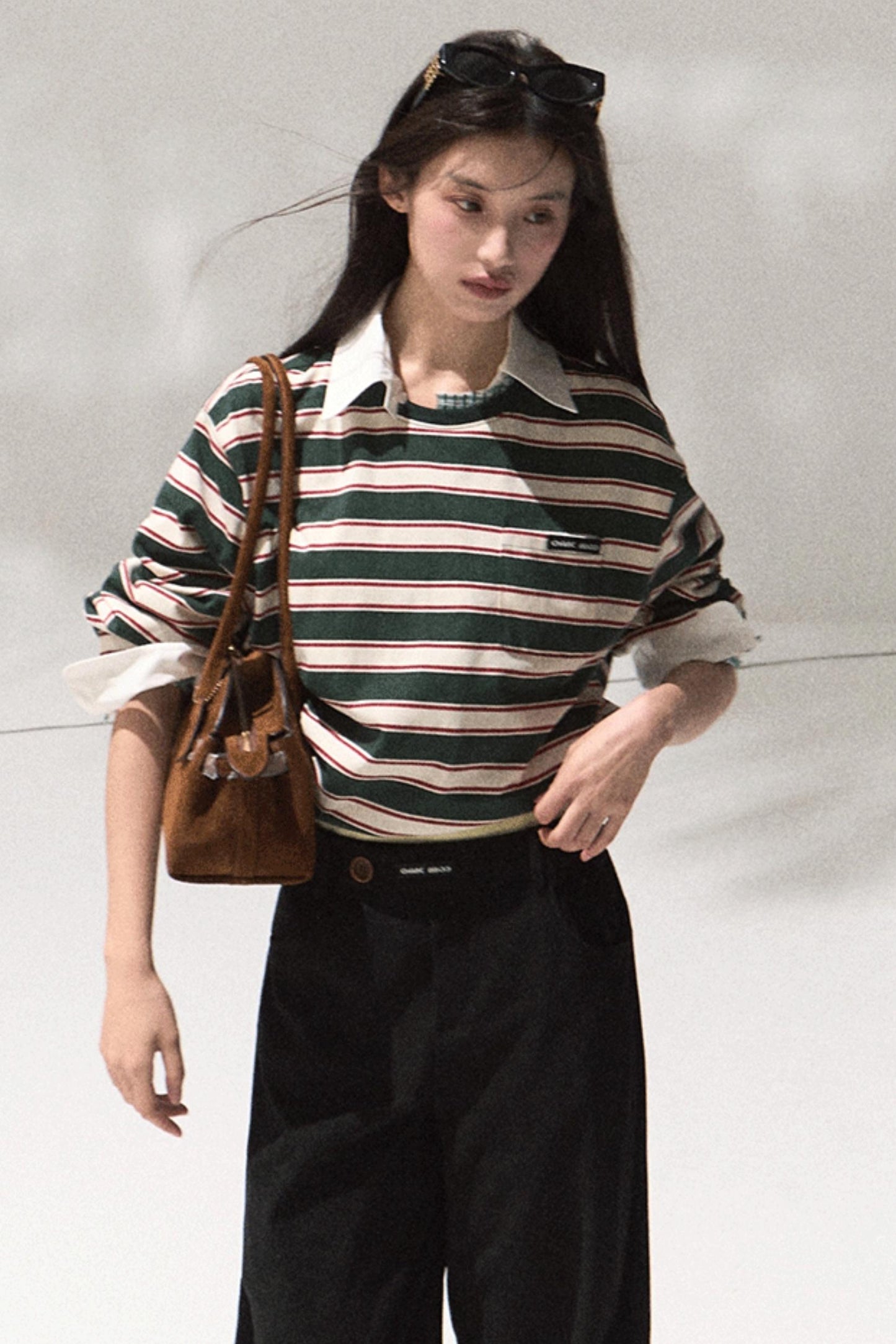 Contrasting Striped Cotton Top