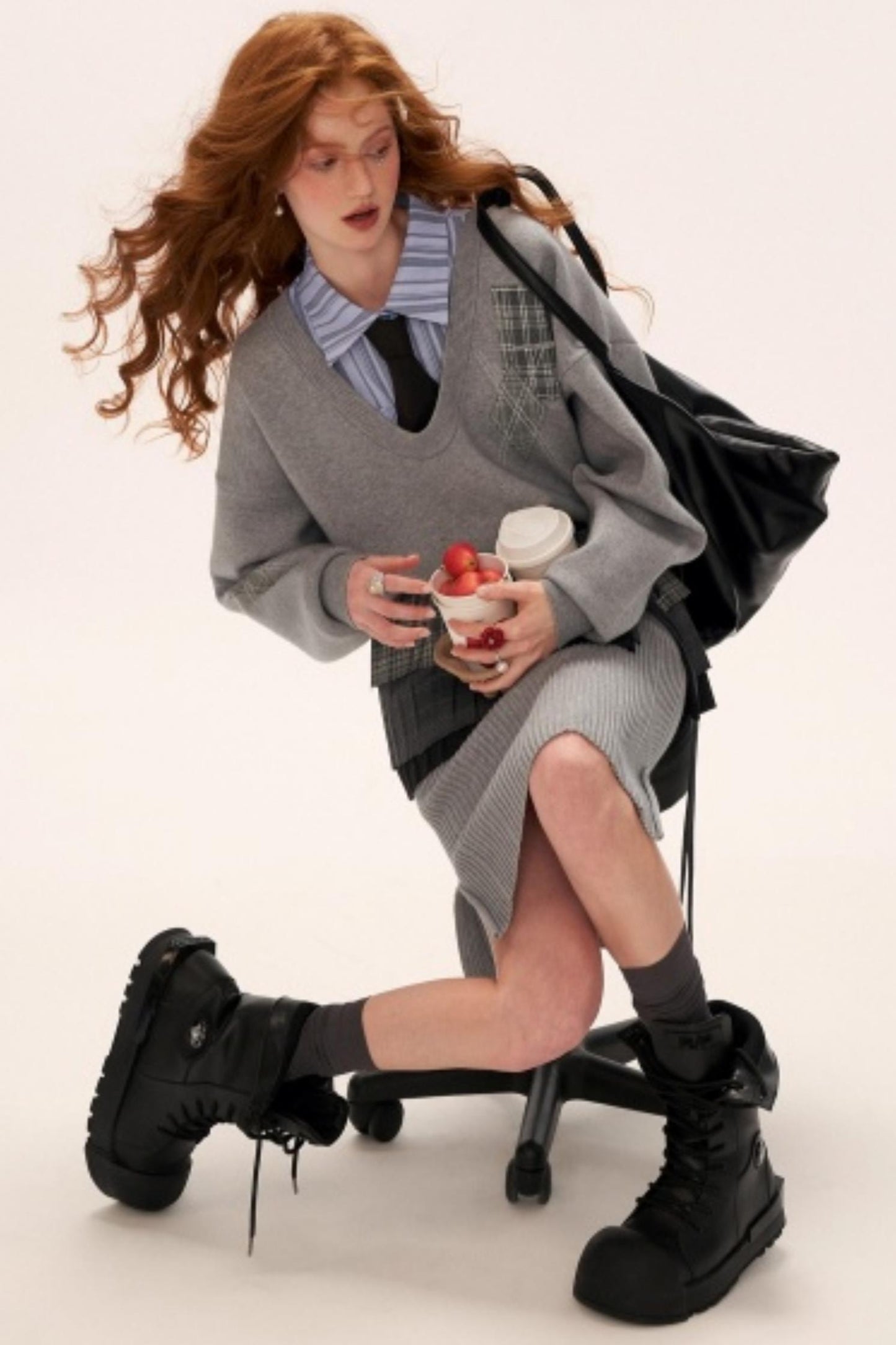 Temperament Gray Sweater Dress