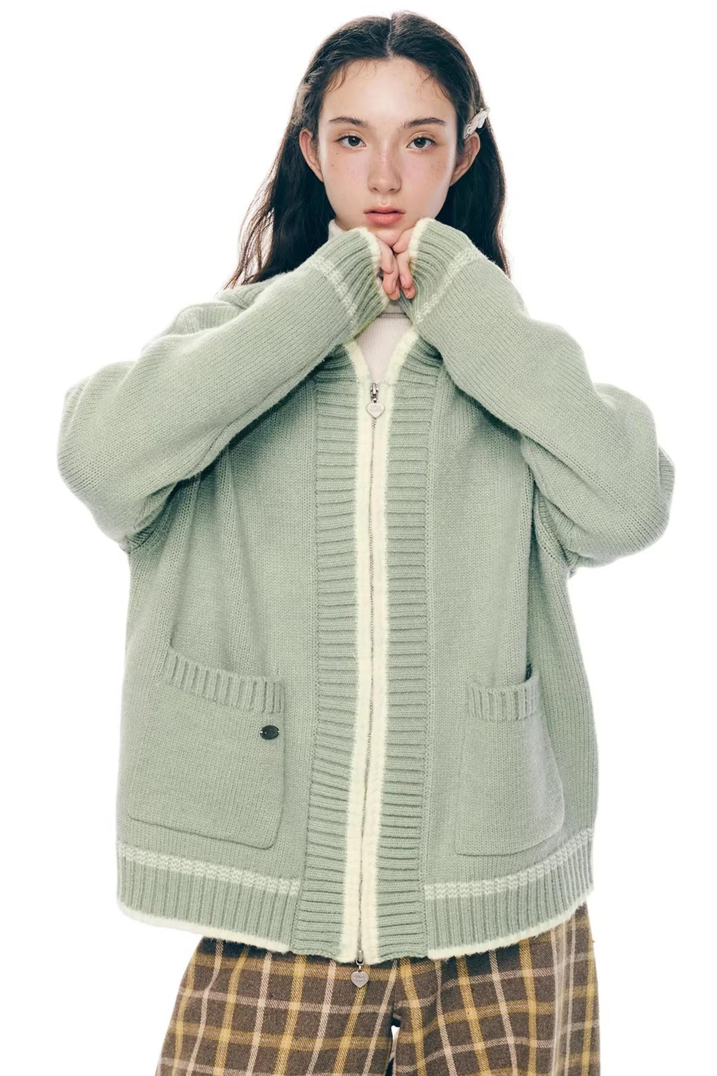 Velvet Snow Hooded Cardigan