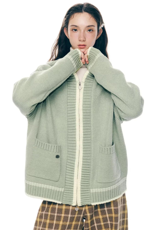 Velvet Snow Hooded Cardigan