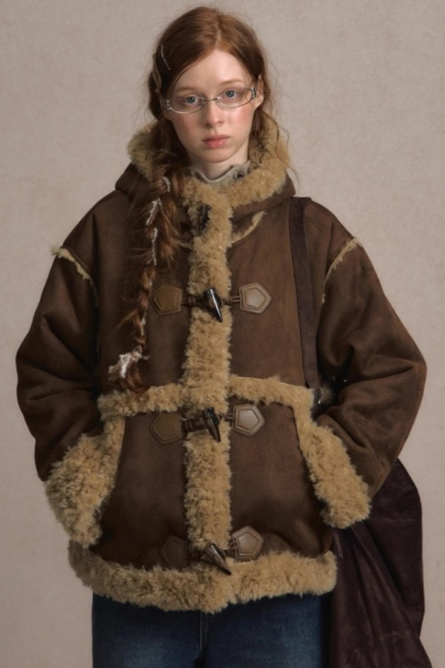 Vintage Horn Suede Hooded Jacket