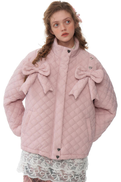 Winter Pink Bow Design Coat