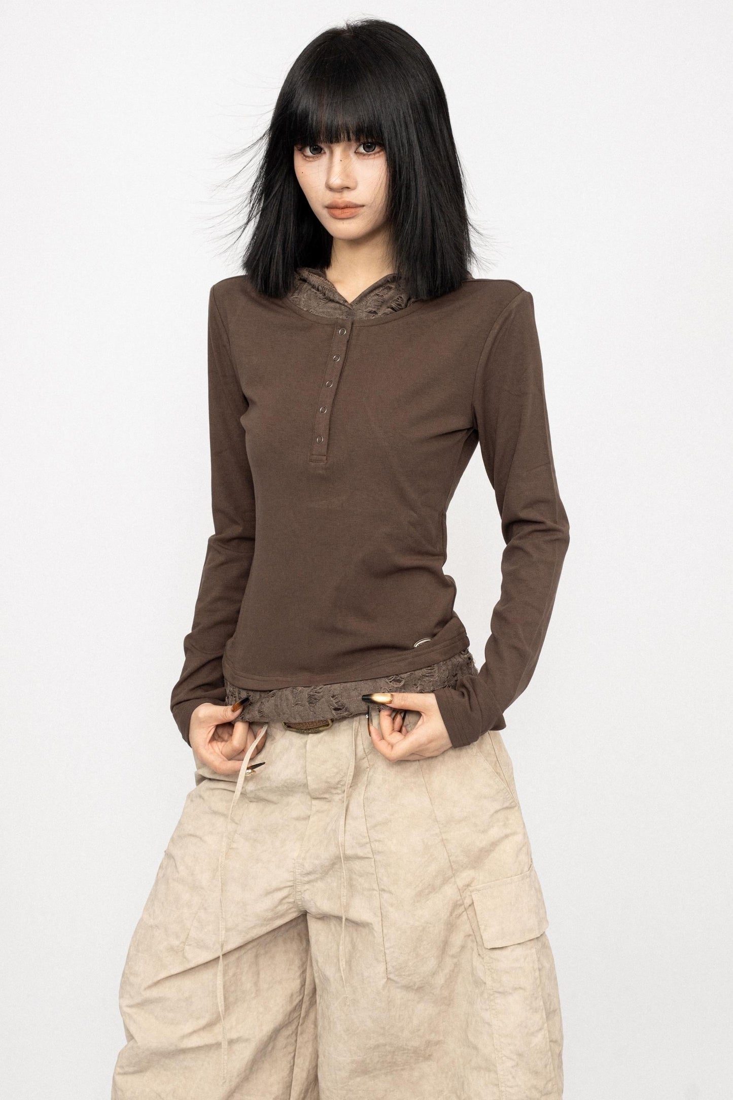 American Retro Long Sleeve Hooded Top