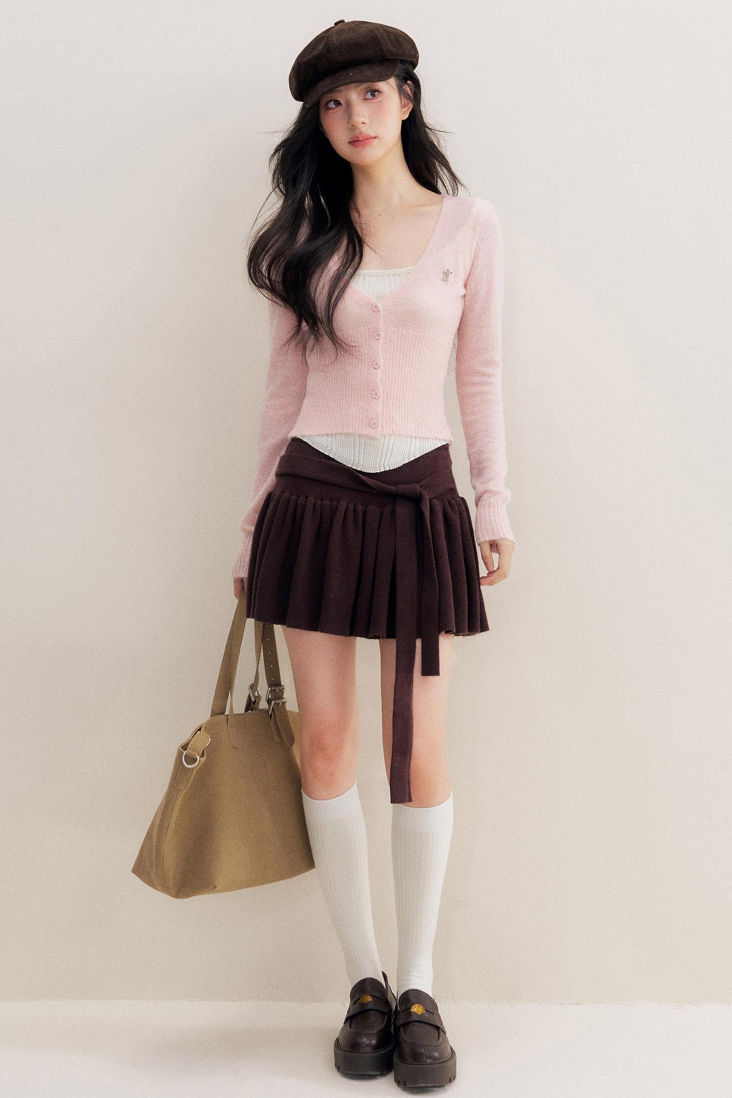 Chocolate Wool A-Line Skirt