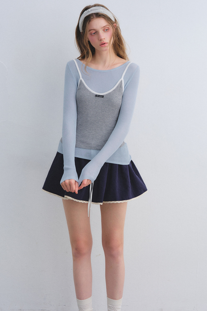 Farbblockiertes Strick-Camisole-Top