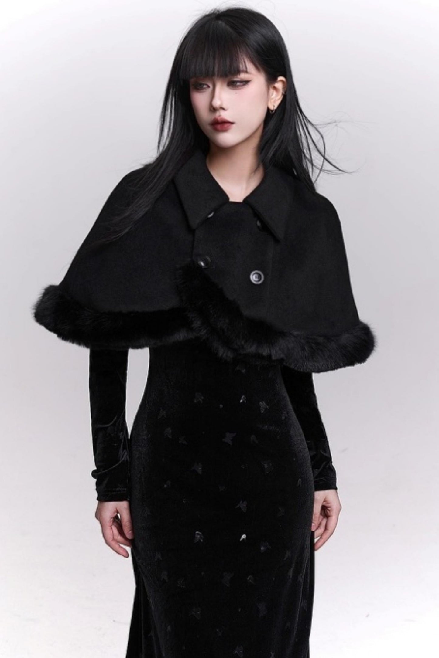 Ghostly Woolen Cape Coat
