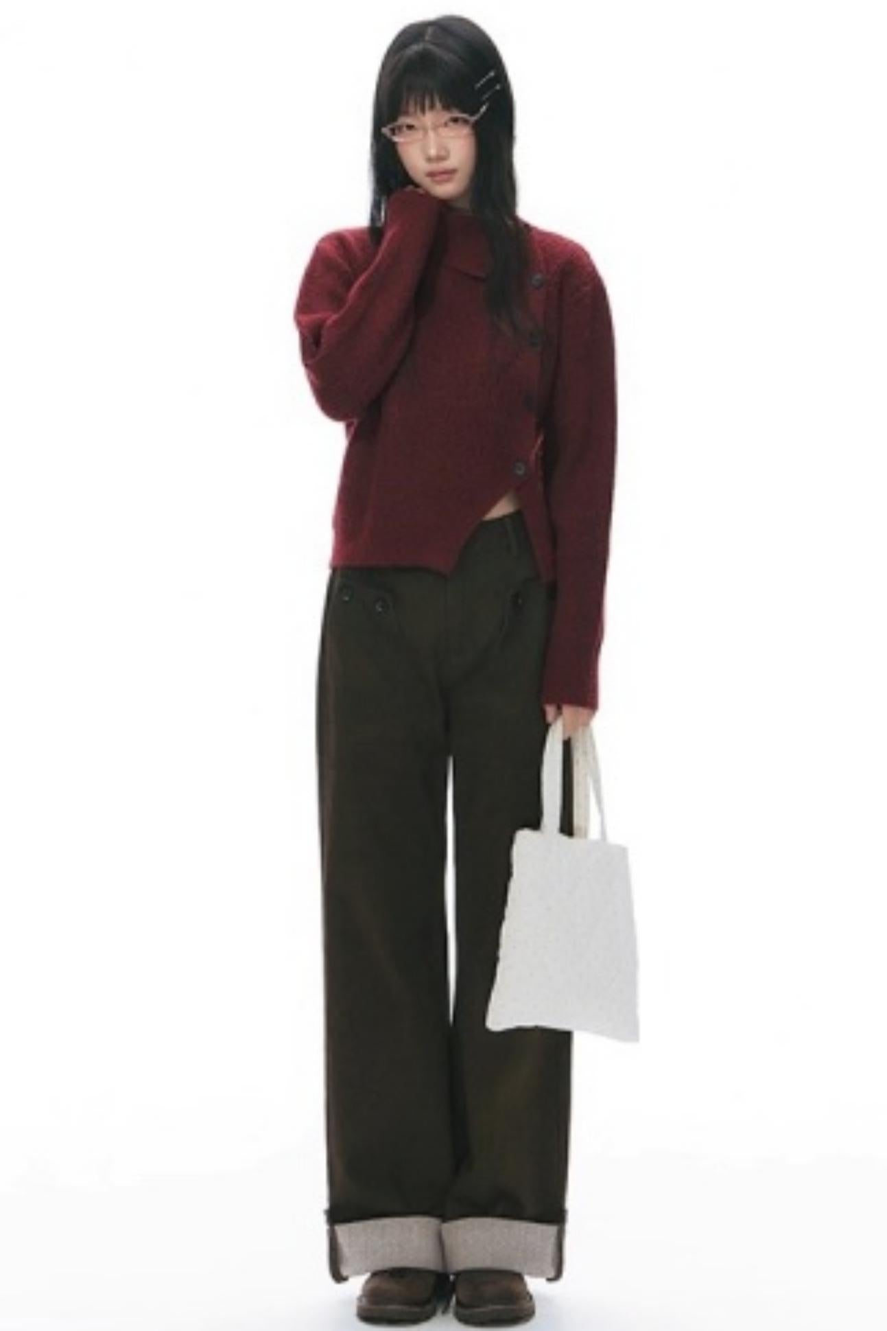 Asymmetrical Vintage Red Sweater