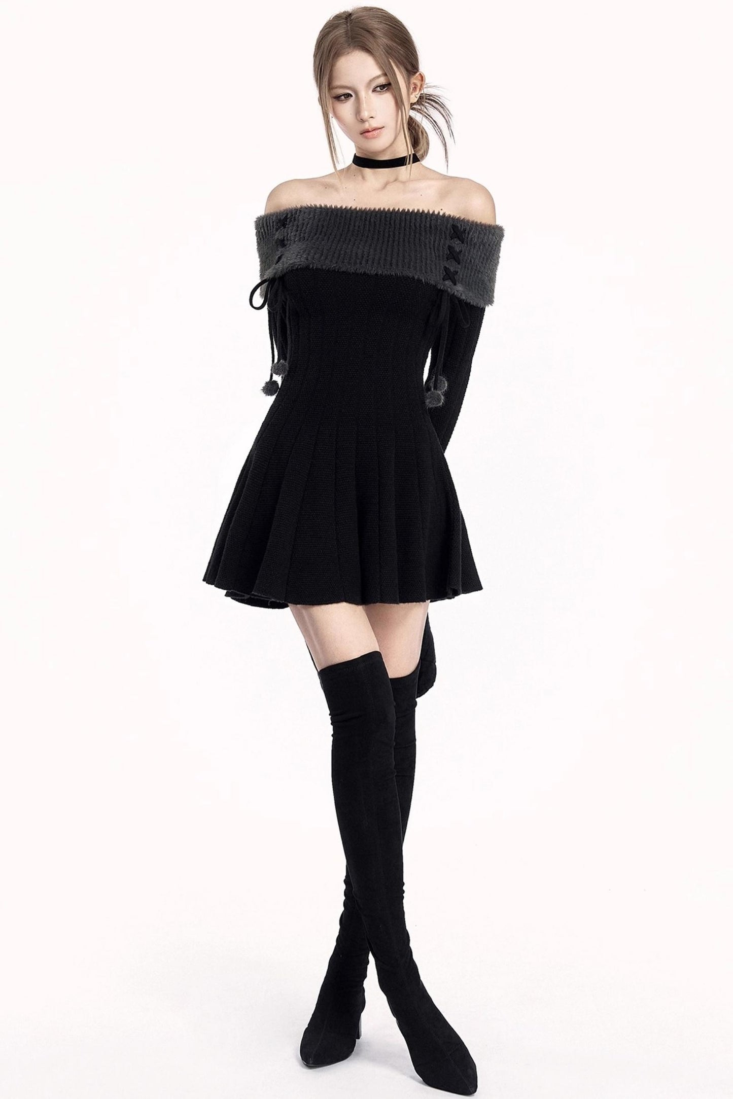 Off-Shoulder Winter Sweater Dress