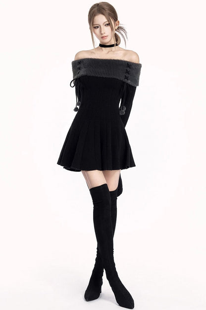 Off-Shoulder Winter Sweater Dress