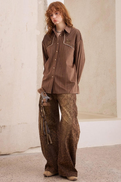 Vintage Beaded Suede Shirt