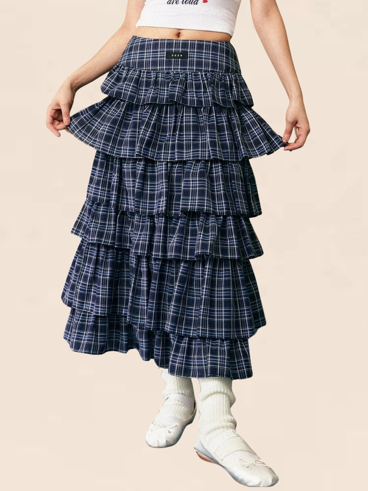 High-Quality Plaid Puffy Skirt