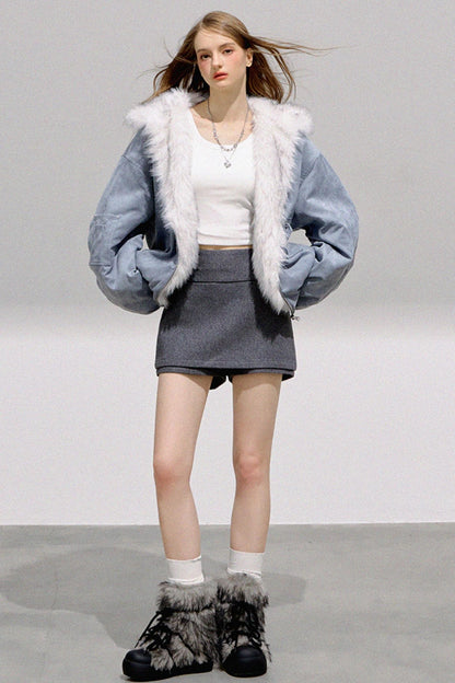 Glacier Blue Reversible Plush Jacket