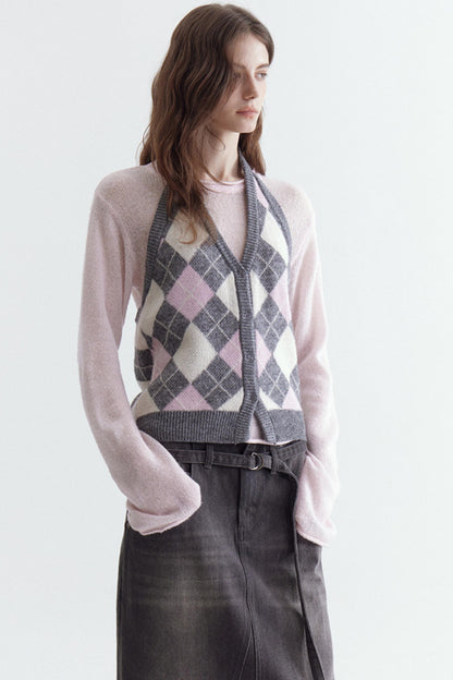 Wool Blend Quilted Vest Set