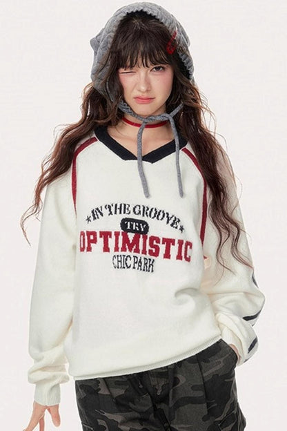 Contrasting V-Neck Sweater