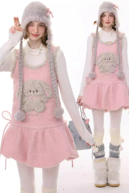 Pink Mist Plush Vest Dress