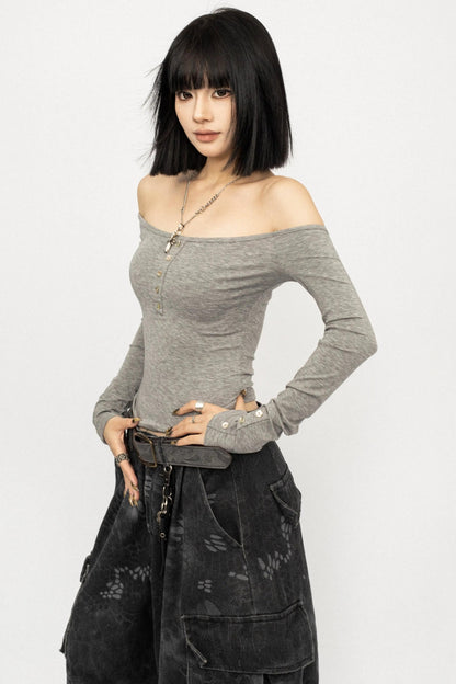 오프숄더 블랙 탑