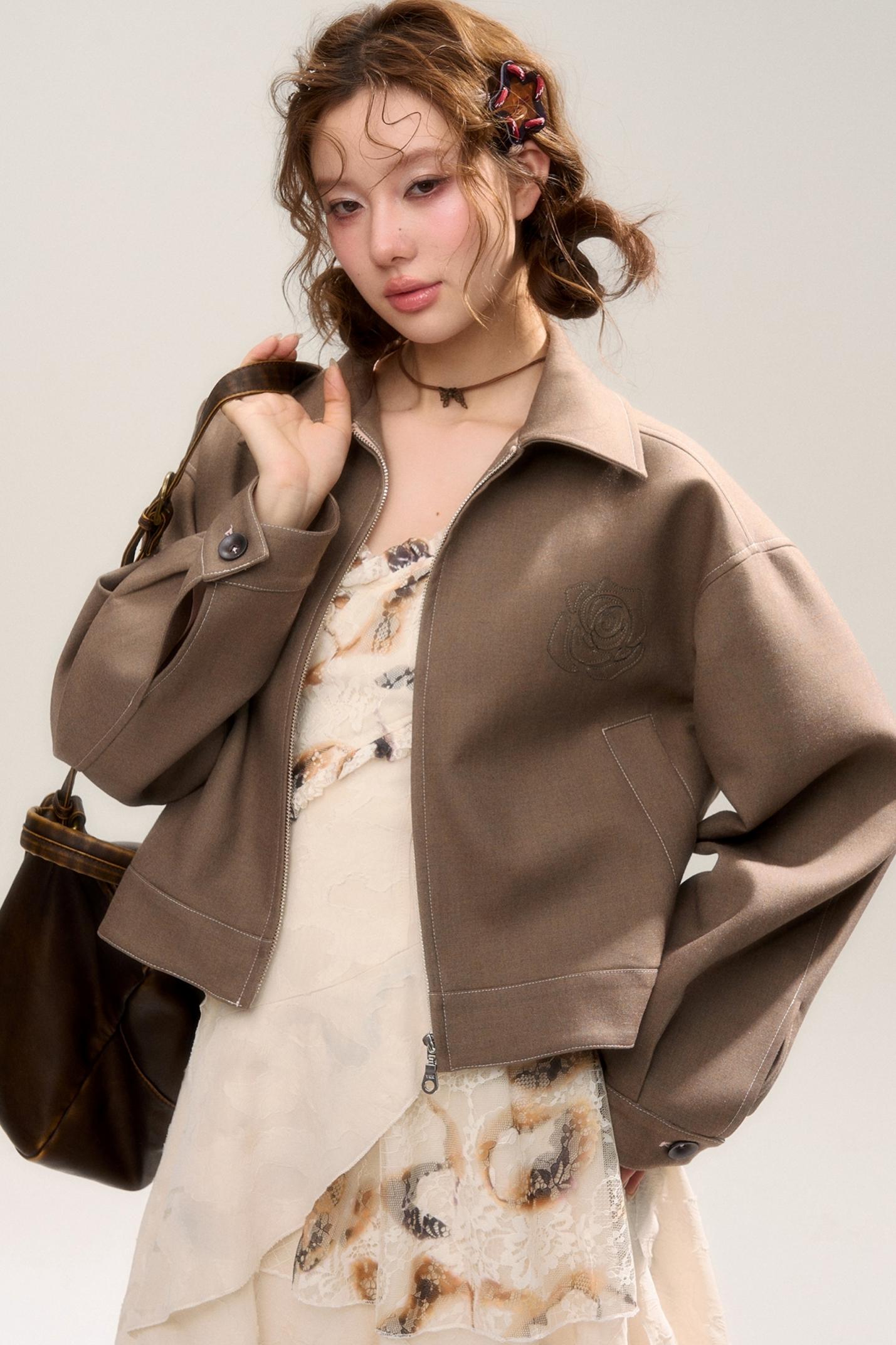 Beige Apricot Irregular Lace Dress