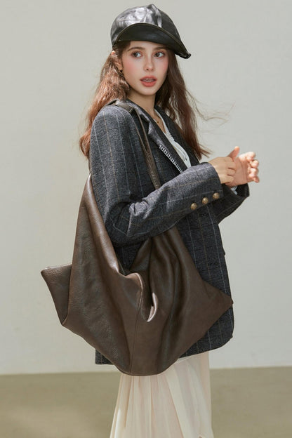 Autumn Wool Blend Plaid Blazer