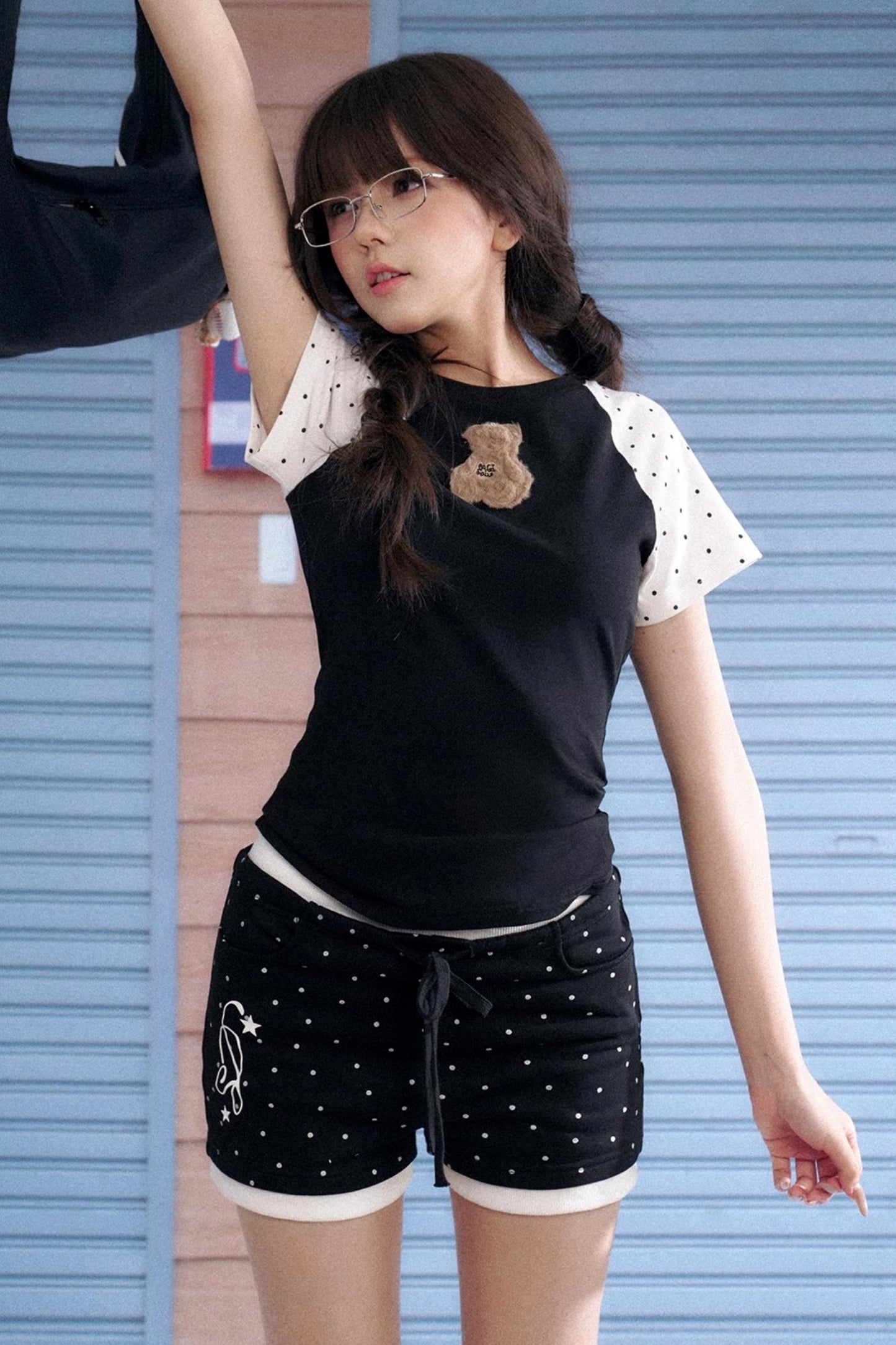 Detachable Polka Dot Peplum Shorts