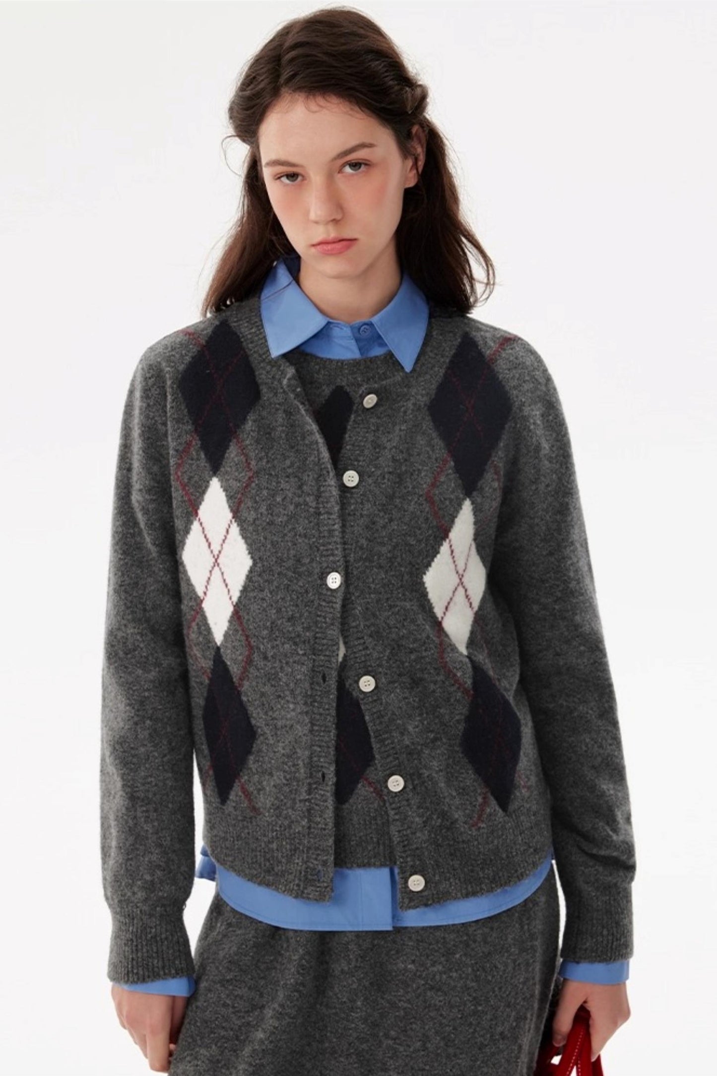 Rhombus Elements Knit Cardigan Set