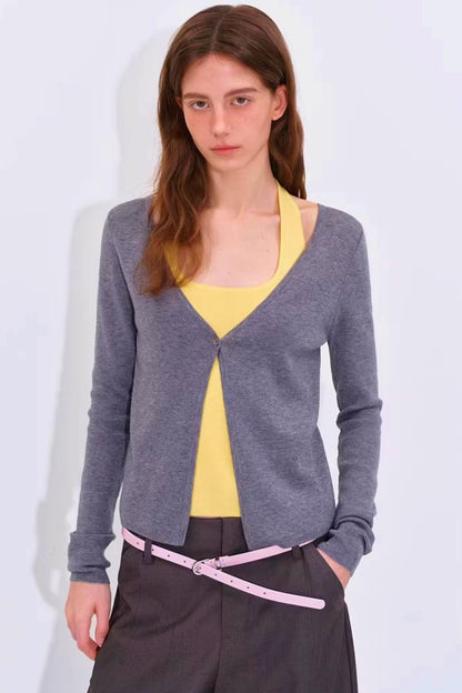 컬러 블로킹 니트 가디건