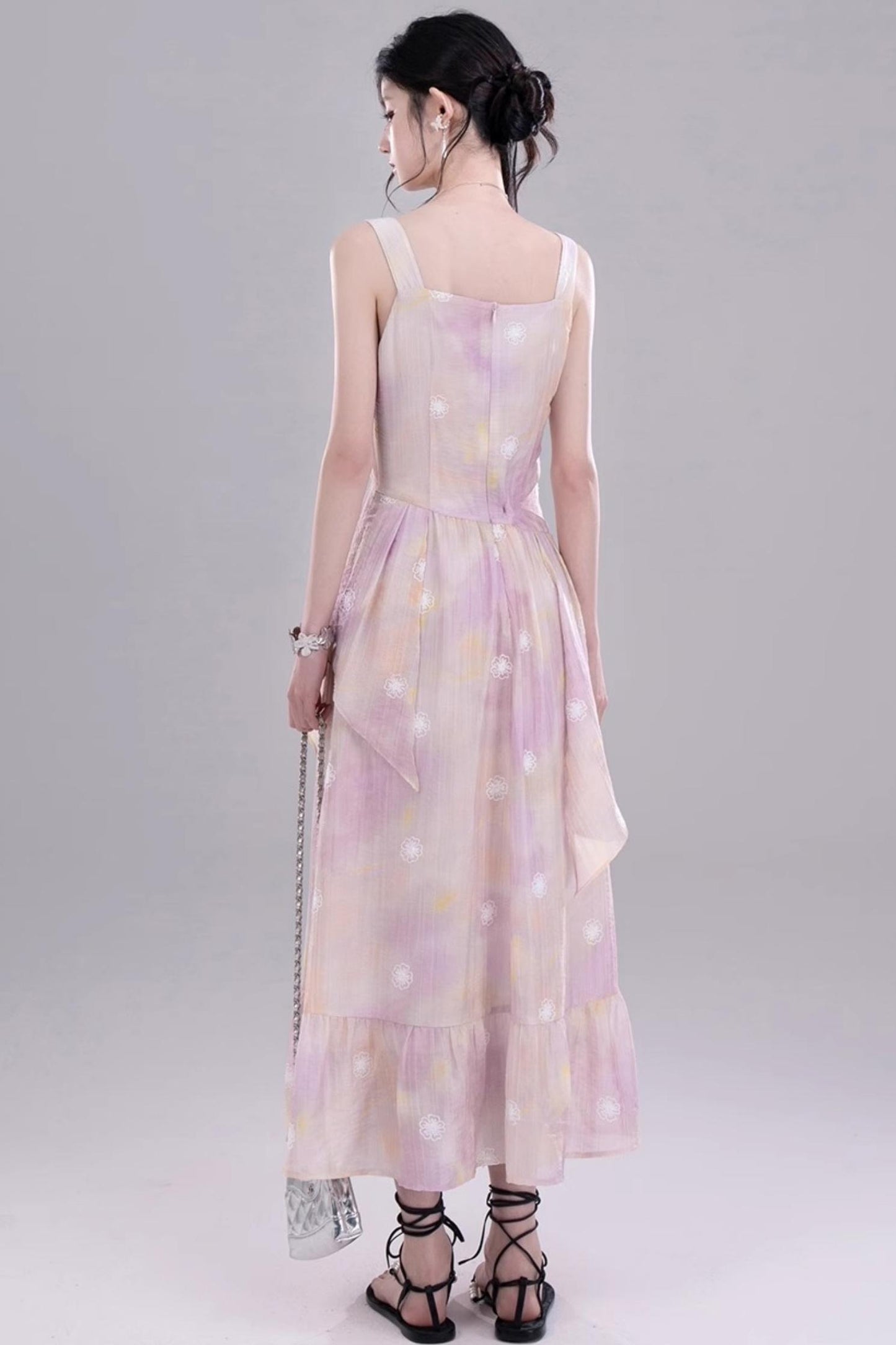 Purple Floral Sleeveless Dress